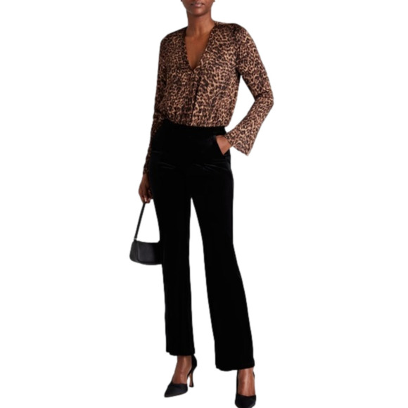 NWT Good American Wrap-effect Sepia Leopard-Print Satin Bodysuit 0 - Picture 2 of 15